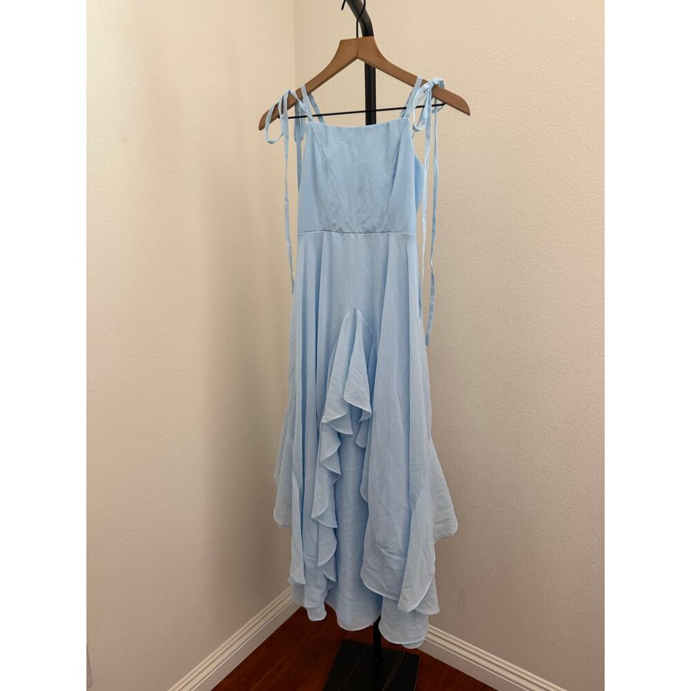 New girls formal flower girl light blue ruffle dress sz 12 - Picture 2 of 5